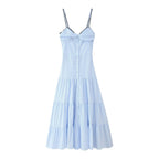 Women's French Striped Sleeveless Strap Dress