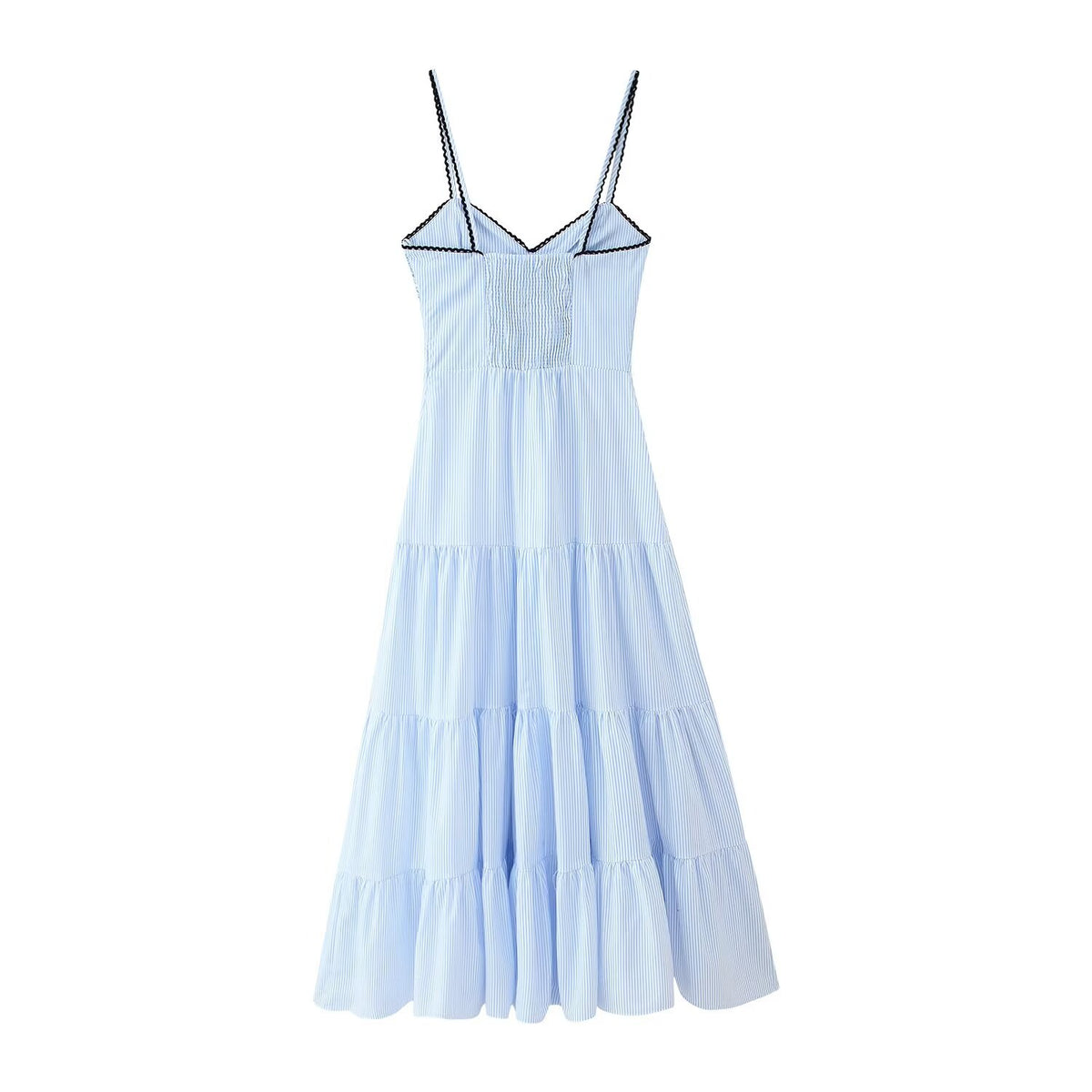 Women's French Striped Sleeveless Strap Dress