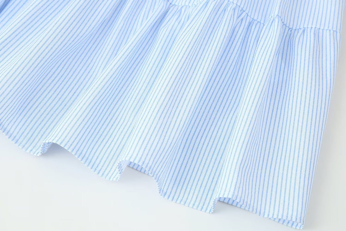 Women's French Striped Sleeveless Strap Dress