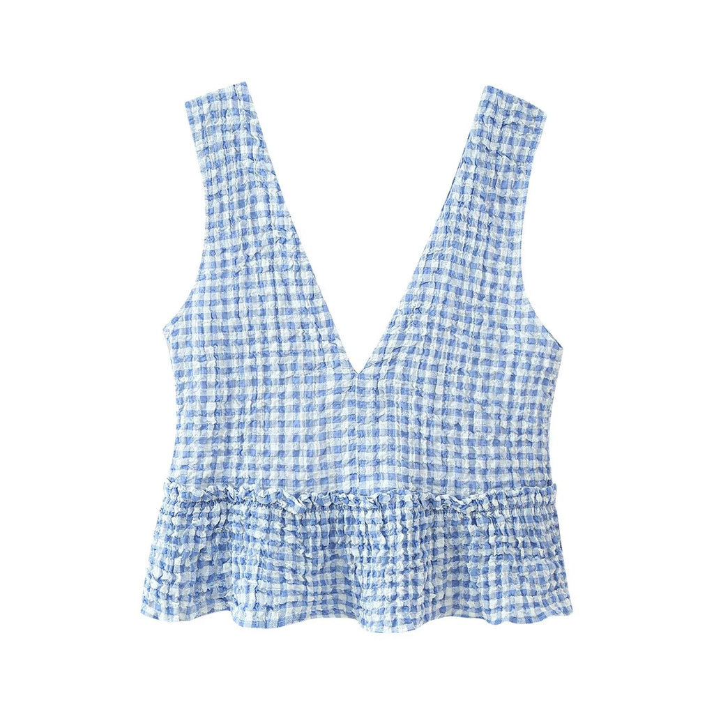 Women's Early Small Grid Top Skirt Set