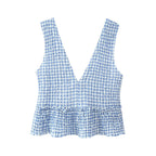 Women's Early Small Grid Top Skirt Set