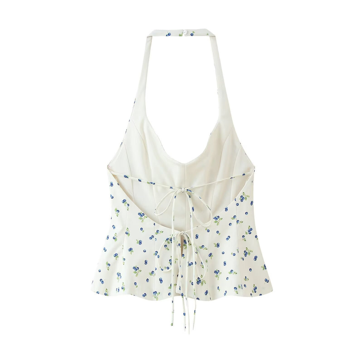 Women's Floral Print Hanging Collar Top