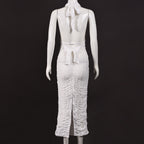 Women's Halter Backless Side Slit Bodycon Midi Dress