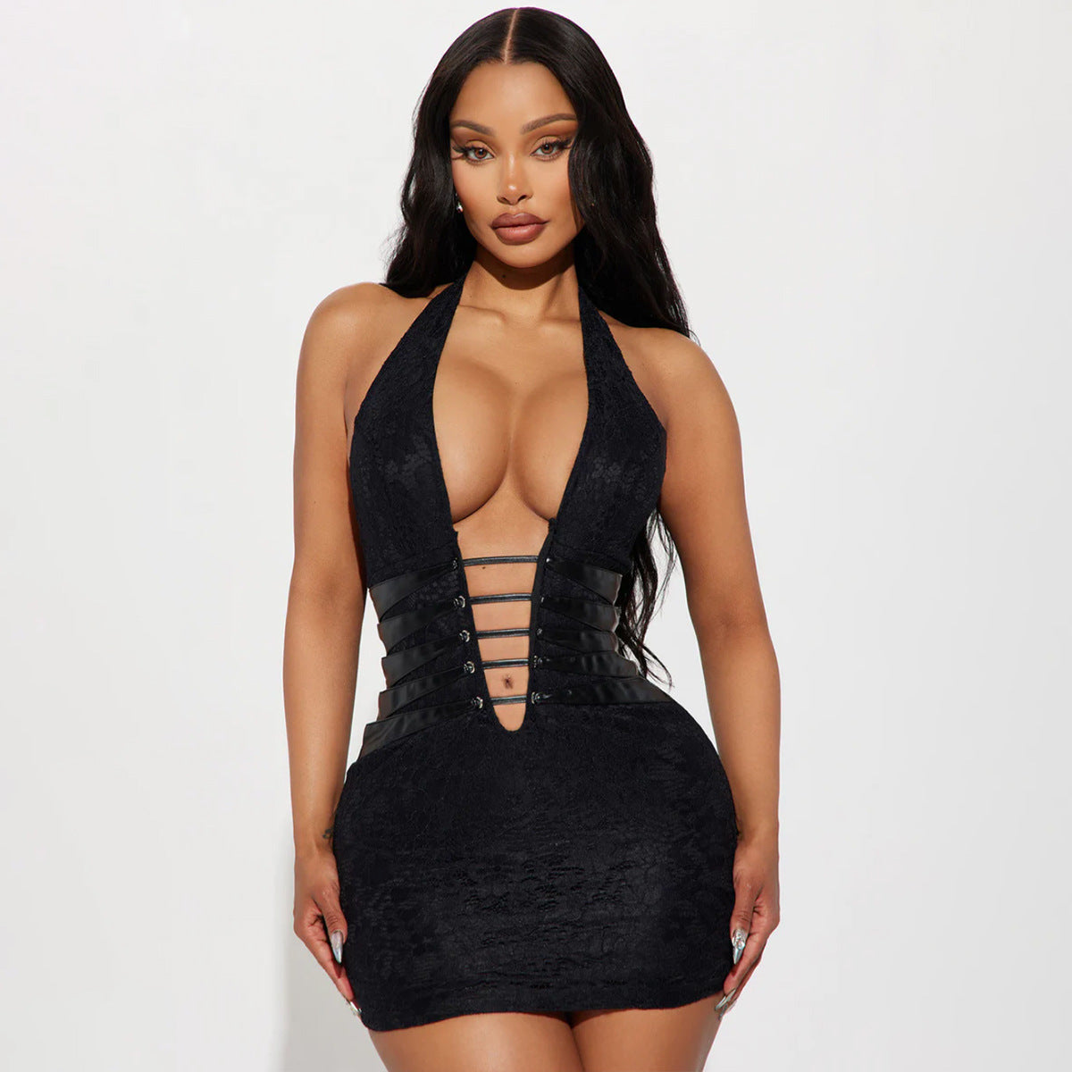 Halter Backless Cutout Bodycon Mini Dress