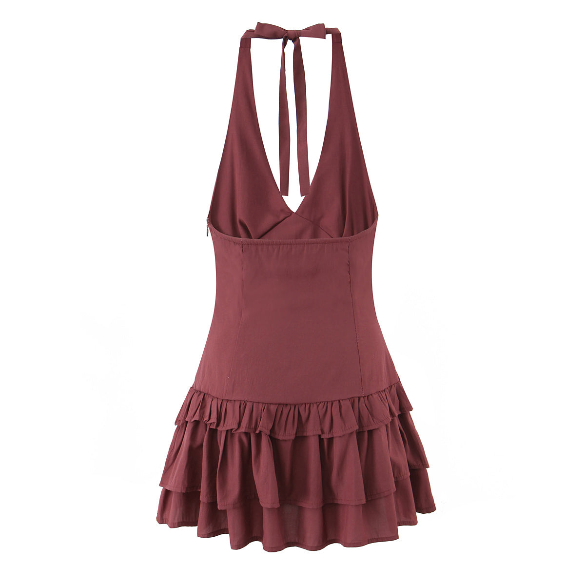Women's Sexy Halter Tiered Dress Women Summer Sexy Deep V Plunge Neck Waist Controlled Slimming