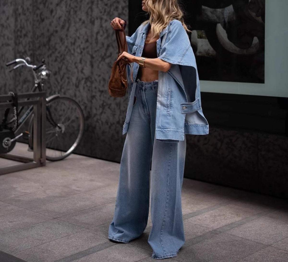 Women's Clothing Summer Street Hipster Denim Vest Hipster Hollow Out Cutout Jeans