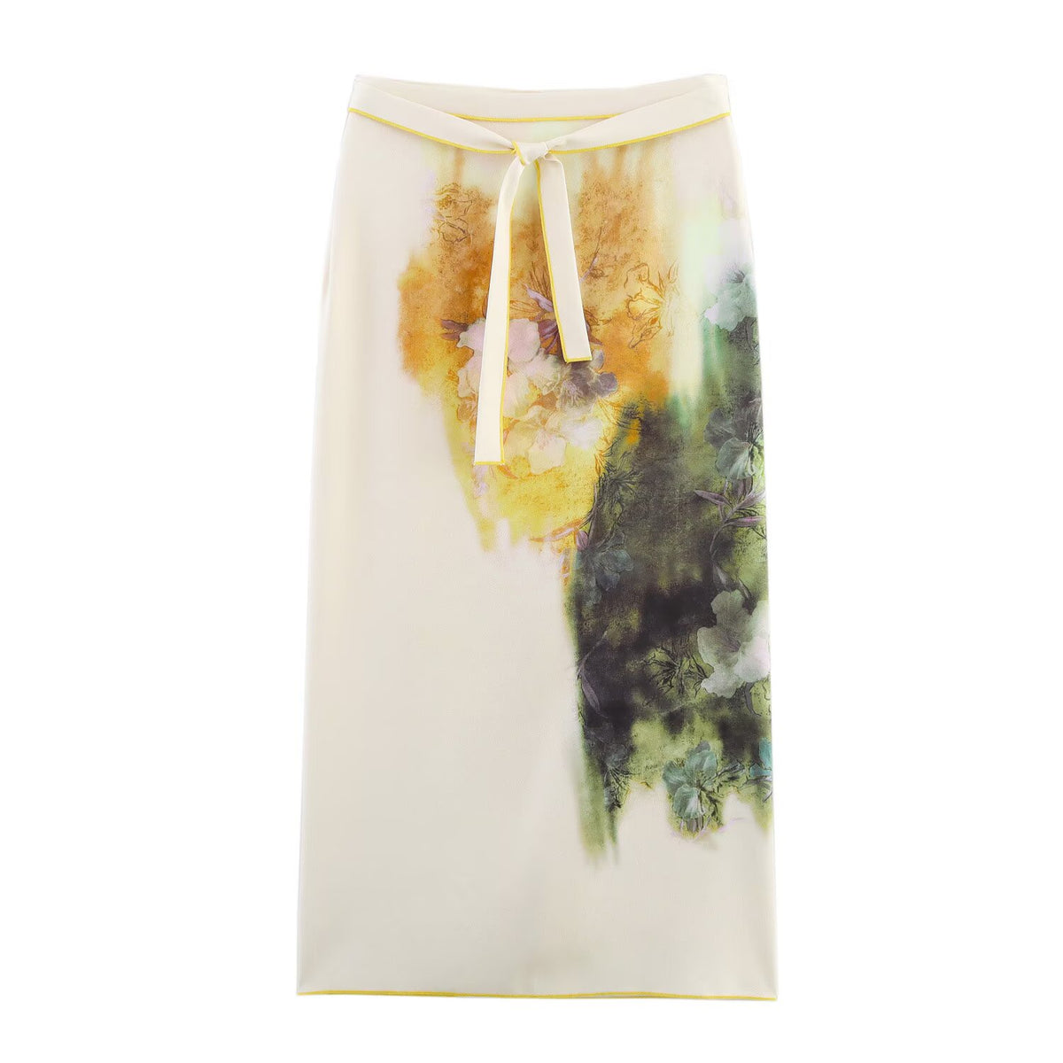 Summer Elegant Printed Satin Midi Skirt