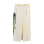 Summer Elegant Printed Satin Midi Skirt
