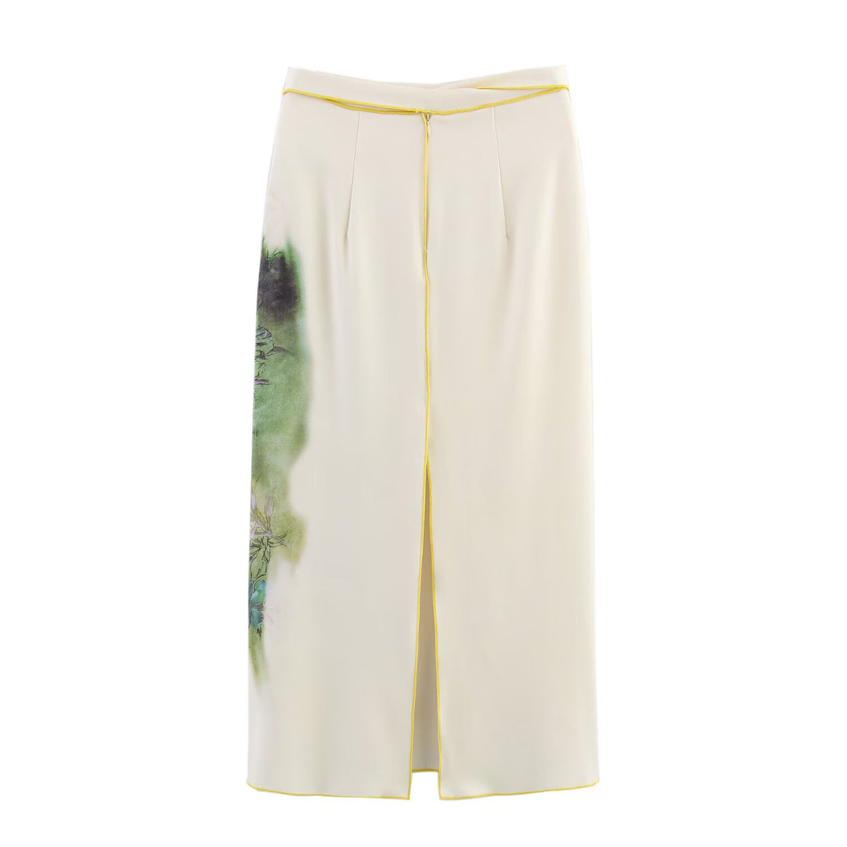 Summer Elegant Printed Satin Midi Skirt