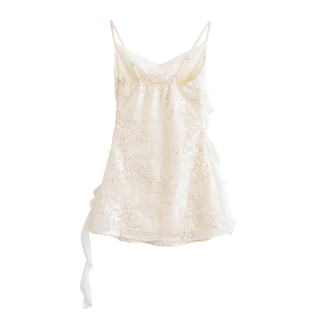 Women's Sequin Ruffled Asymmetric Cami Mini Dress