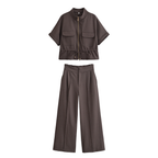 Women's Summer Wind Fashionable Curled Brim Short Sleeve Hunting Set