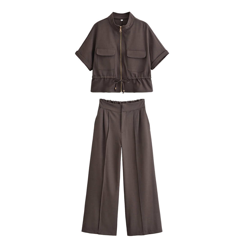 Women's Summer Wind Fashionable Curled Brim Short Sleeve Hunting Set