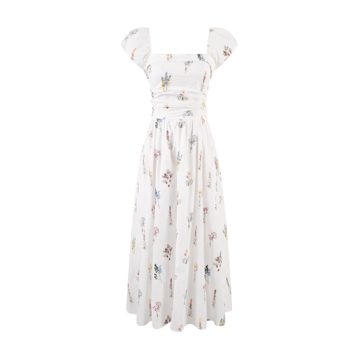 Women's Sweet Printed Chic Puff Sleeve Vacation Square Dress
