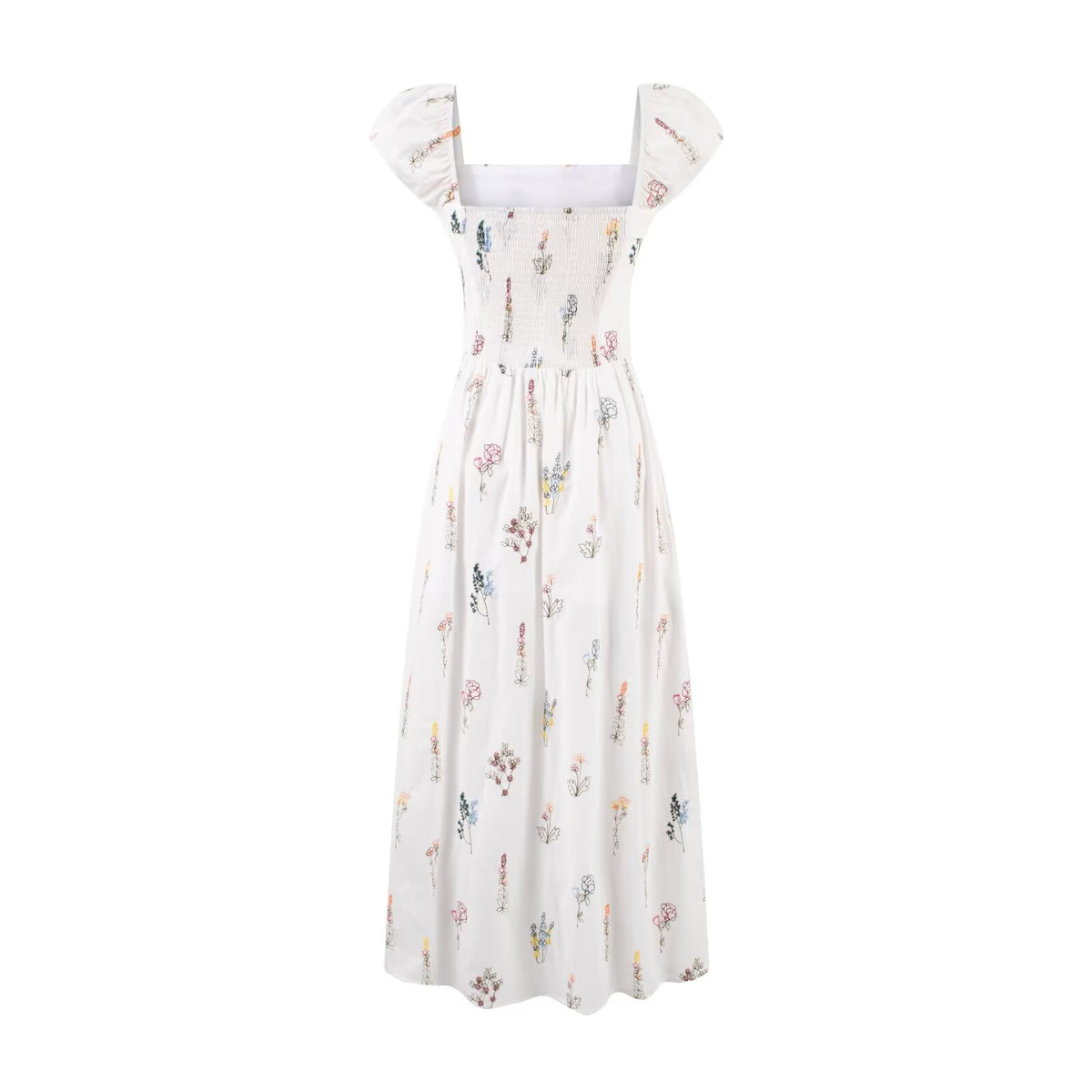 Women's Sweet Printed Chic Puff Sleeve Vacation Square Dress