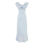 Women's Vintage Floral Mid Length Lace Skirt Sexy Slim Ruffle Collar Summer Vacation Spaghetti Straps Dress
