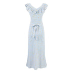 Women's Vintage Floral Mid Length Lace Skirt Sexy Slim Ruffle Collar Summer Vacation Spaghetti Straps Dress