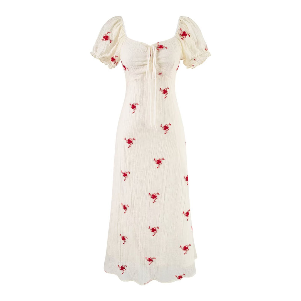 Women's Floral Embroidered Bodycon Midi Dress
