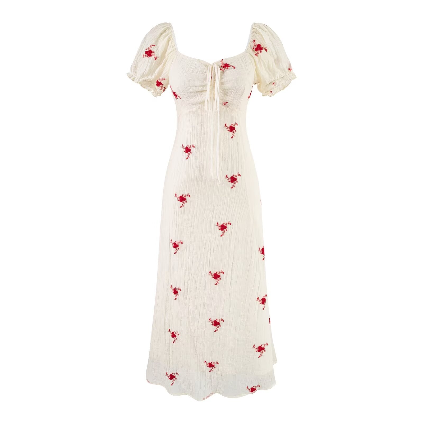 Women's Floral Embroidered Bodycon Midi Dress