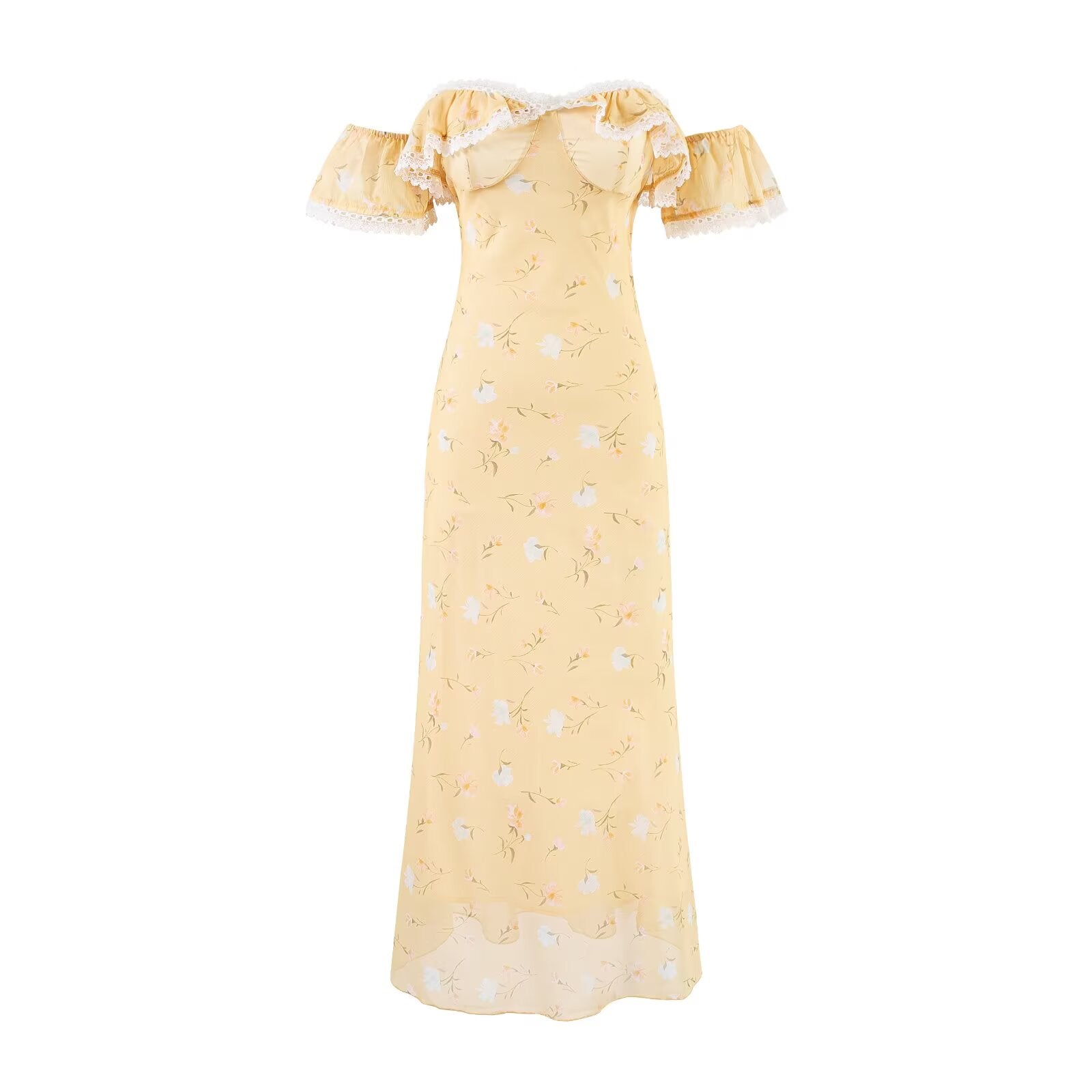 Women's Floral Lace Bodycon Midi Dress