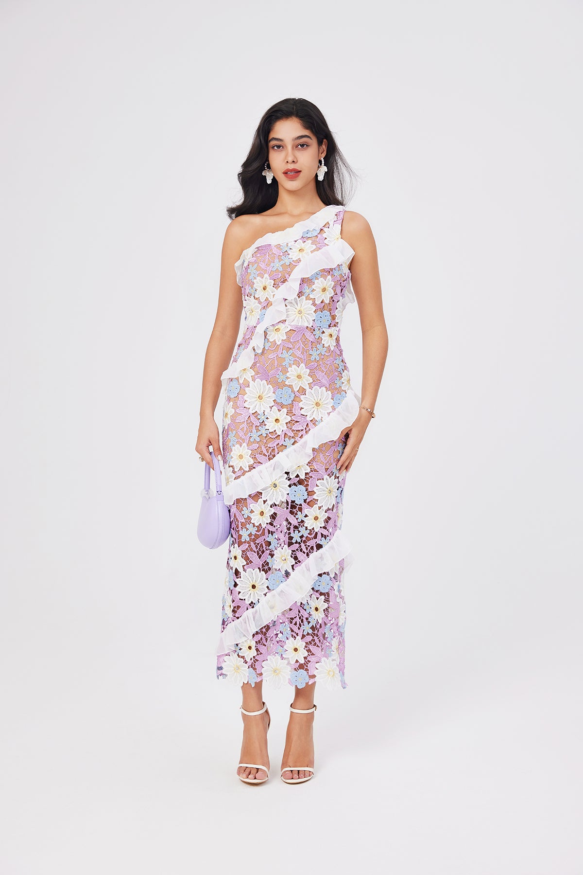Women's 's Lace One-Shoulder Bodycon Dress
