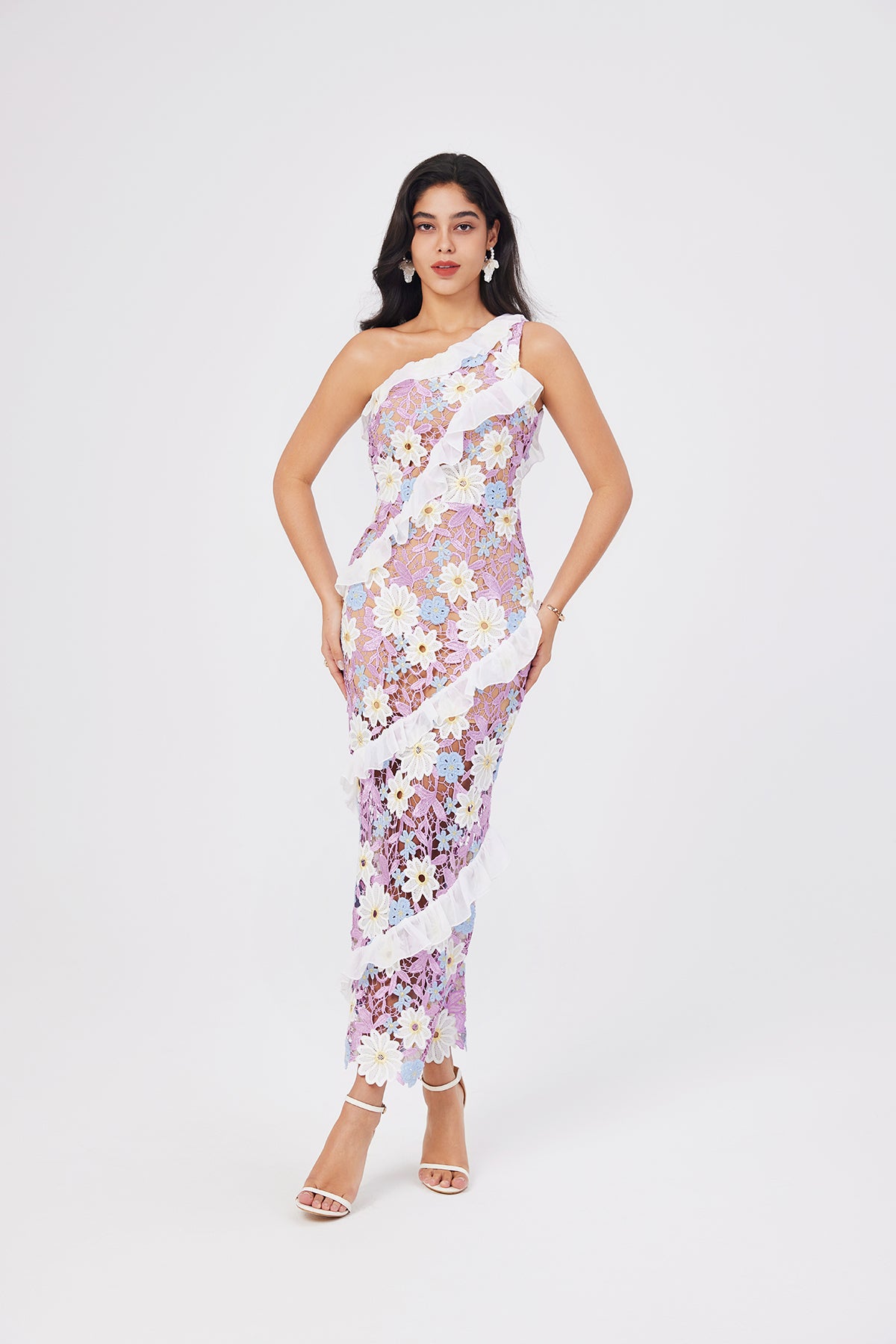 Women's 's Lace One-Shoulder Bodycon Dress