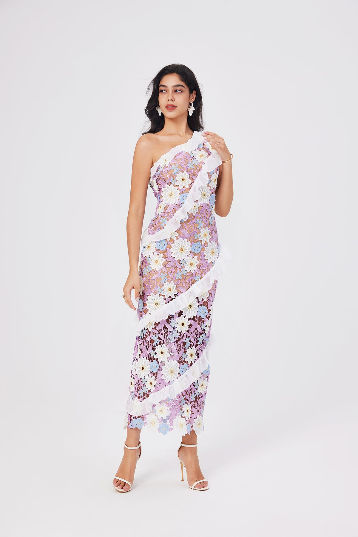 Women's 's Lace One-Shoulder Bodycon Dress