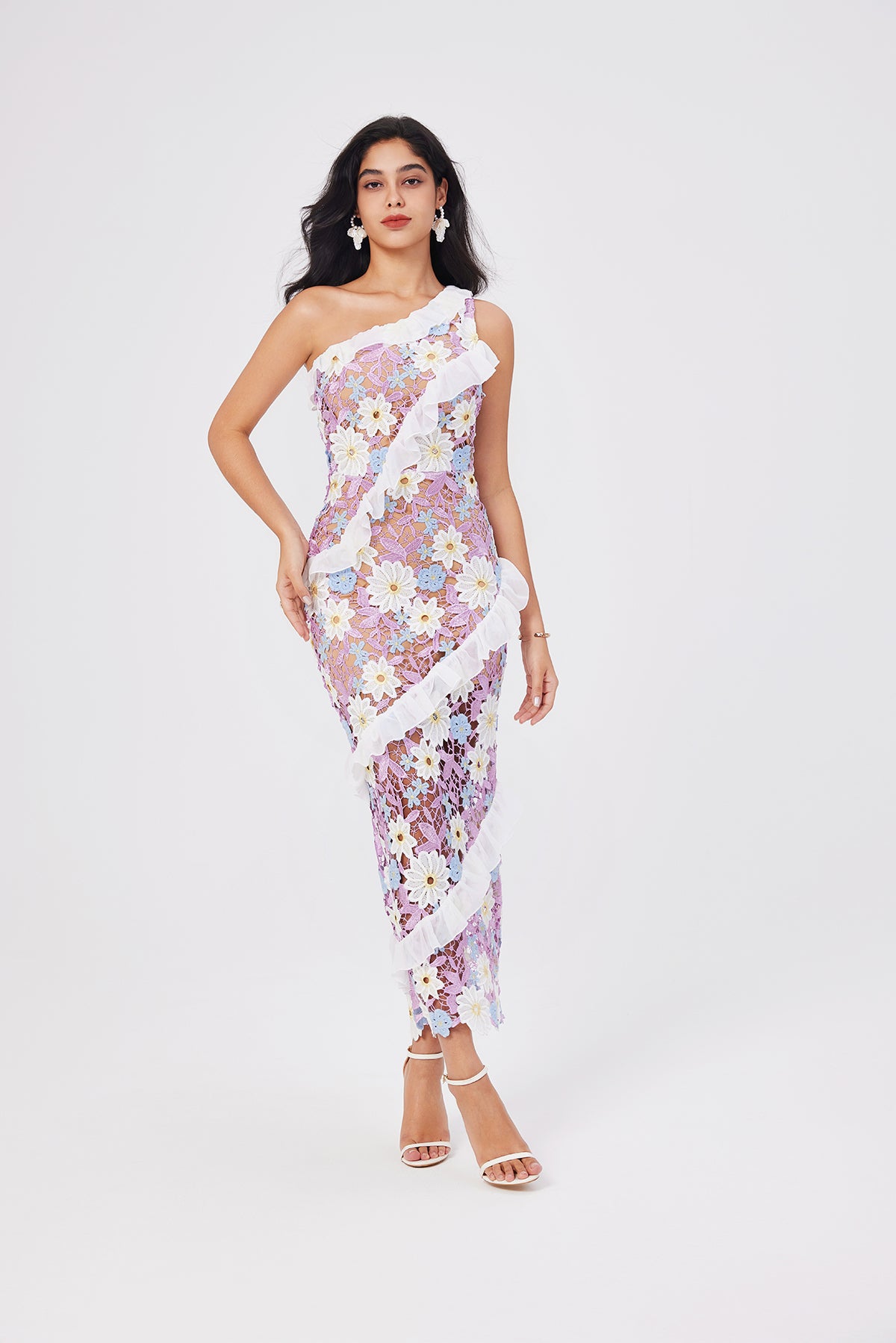 Women's 's Lace One-Shoulder Bodycon Dress