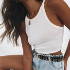 Summer Solid Color Sling Bottoming Small Vest Short cropped Trimming Bottoming Shirt