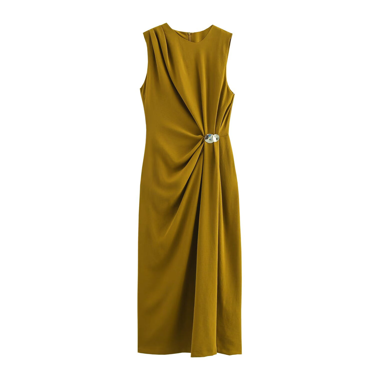Women's Sleeveless Ruched A-Line Maxi Dress