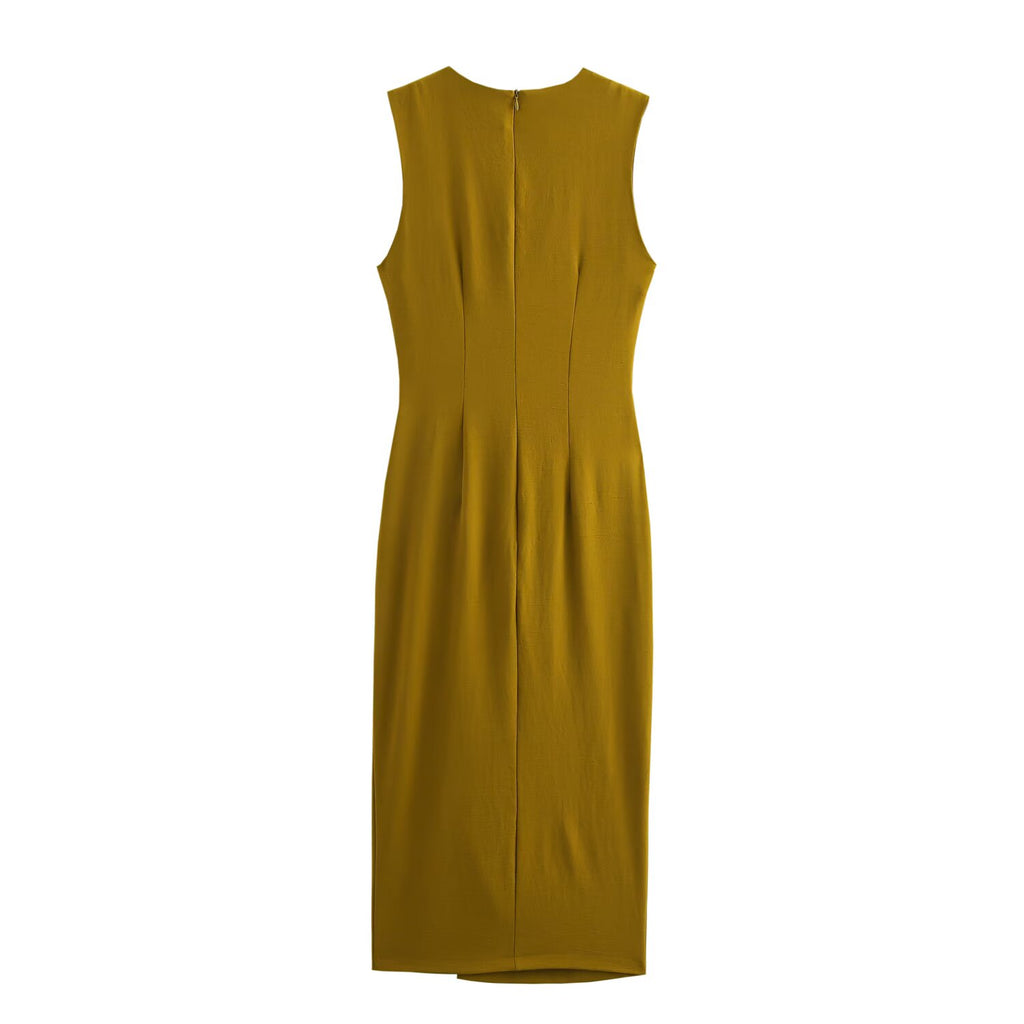 Women's Sleeveless Ruched A-Line Maxi Dress