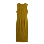 Women's Sleeveless Ruched A-Line Maxi Dress