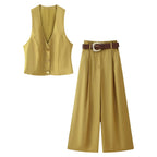 Women's Button Vest Top and Pants Separates