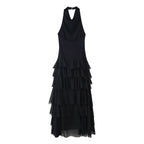 Women's Summer Women Clothing Laminated Decoration Hanging Collar Maxi Dress Women
