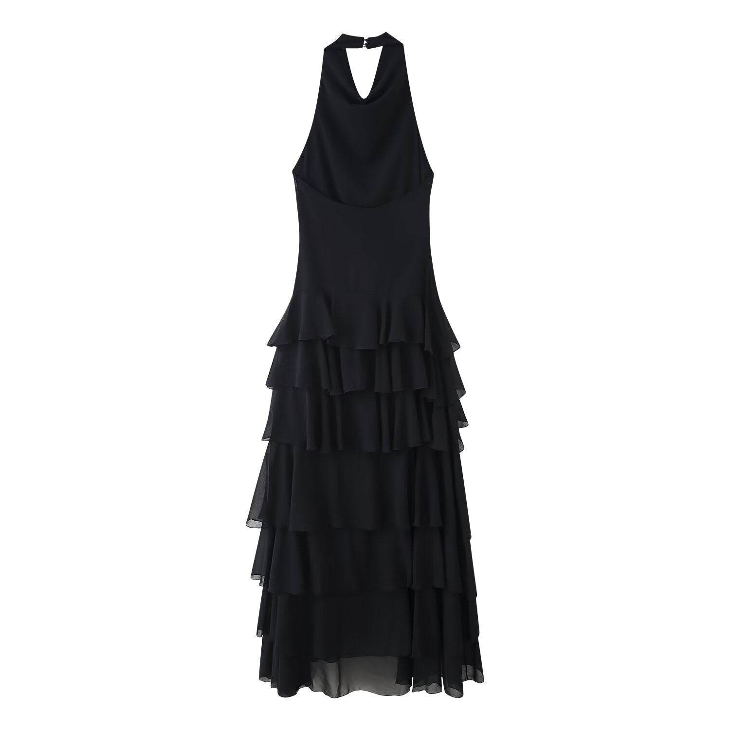 Women's Summer Women Clothing Laminated Decoration Hanging Collar Maxi Dress Women