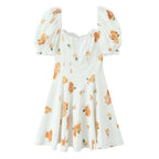 Women's Floral Lace Puff-Sleeve A-Line Mini Dress