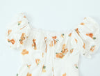 Women's Floral Lace Puff-Sleeve A-Line Mini Dress