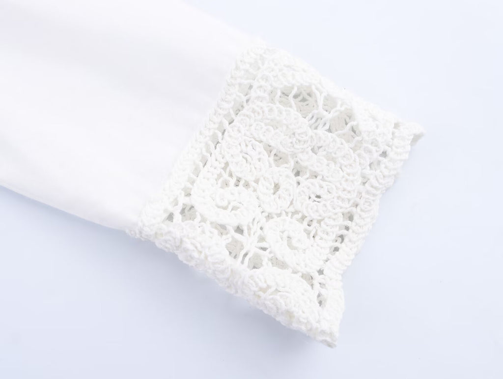 Summer Crocheted Detail Shirt Casual Shorts Set
