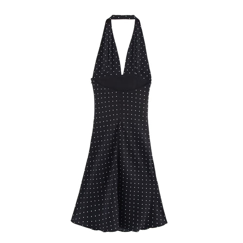 Women Clothing Summer Elegant Deep V Plunge neck High Waist A line Dress
