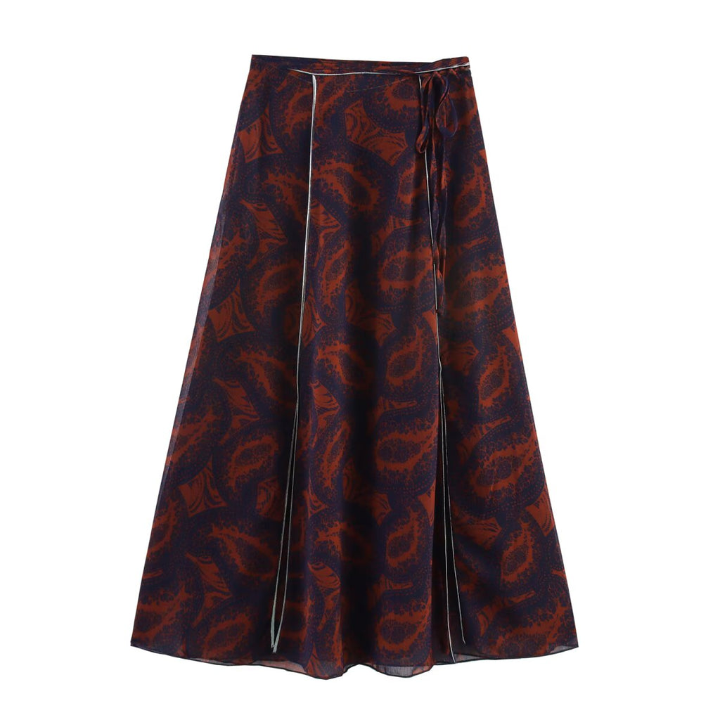 Women's Spring Simple Printed Top and Skirt Two-Piece Set