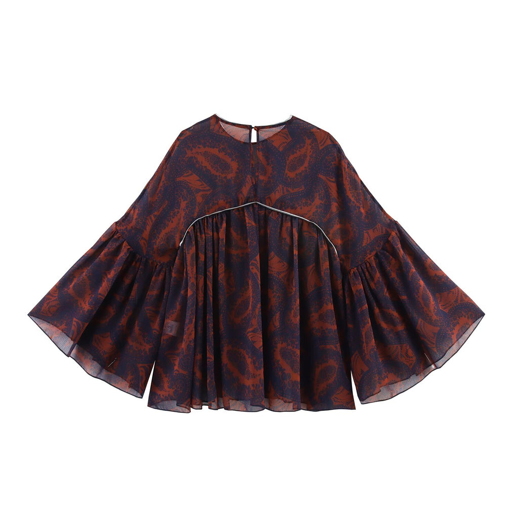Women's Spring Simple Printed Top and Skirt Two-Piece Set