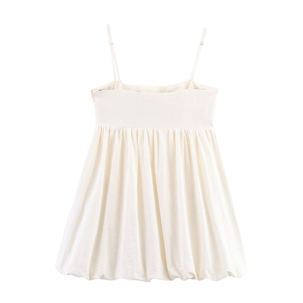 Embroidered Spaghetti-Strap A-Line Dress