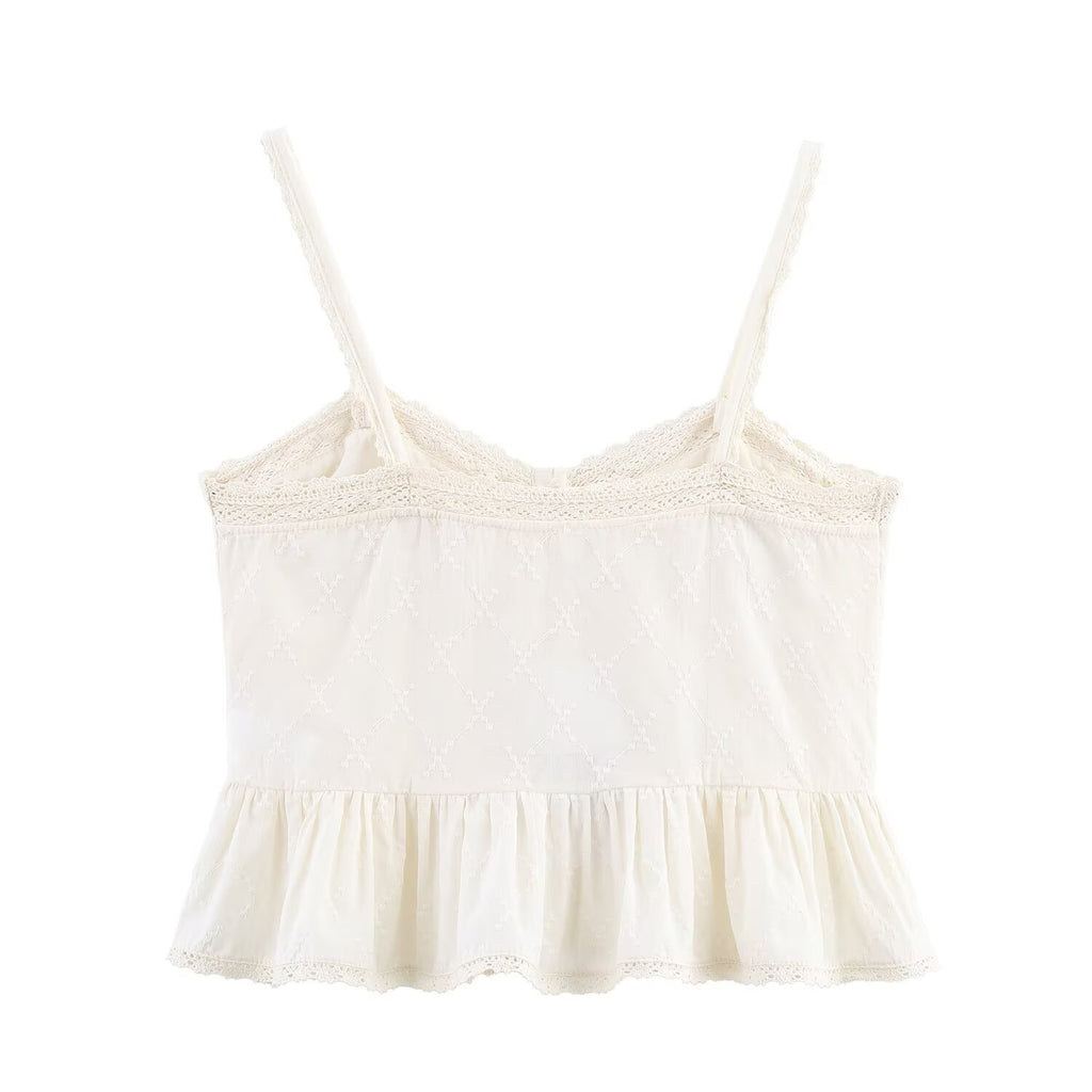 's French Pure Want To Top Lace Patchwork Waist Sling