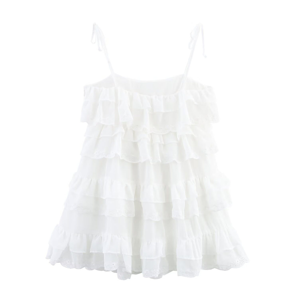 Embroidered Ruffled Cami A-Line Mini Dress
