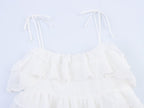 Embroidered Ruffled Cami A-Line Mini Dress