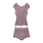 Women's Homemade Women's Textured Knitted Top Textured Knitted Shorts