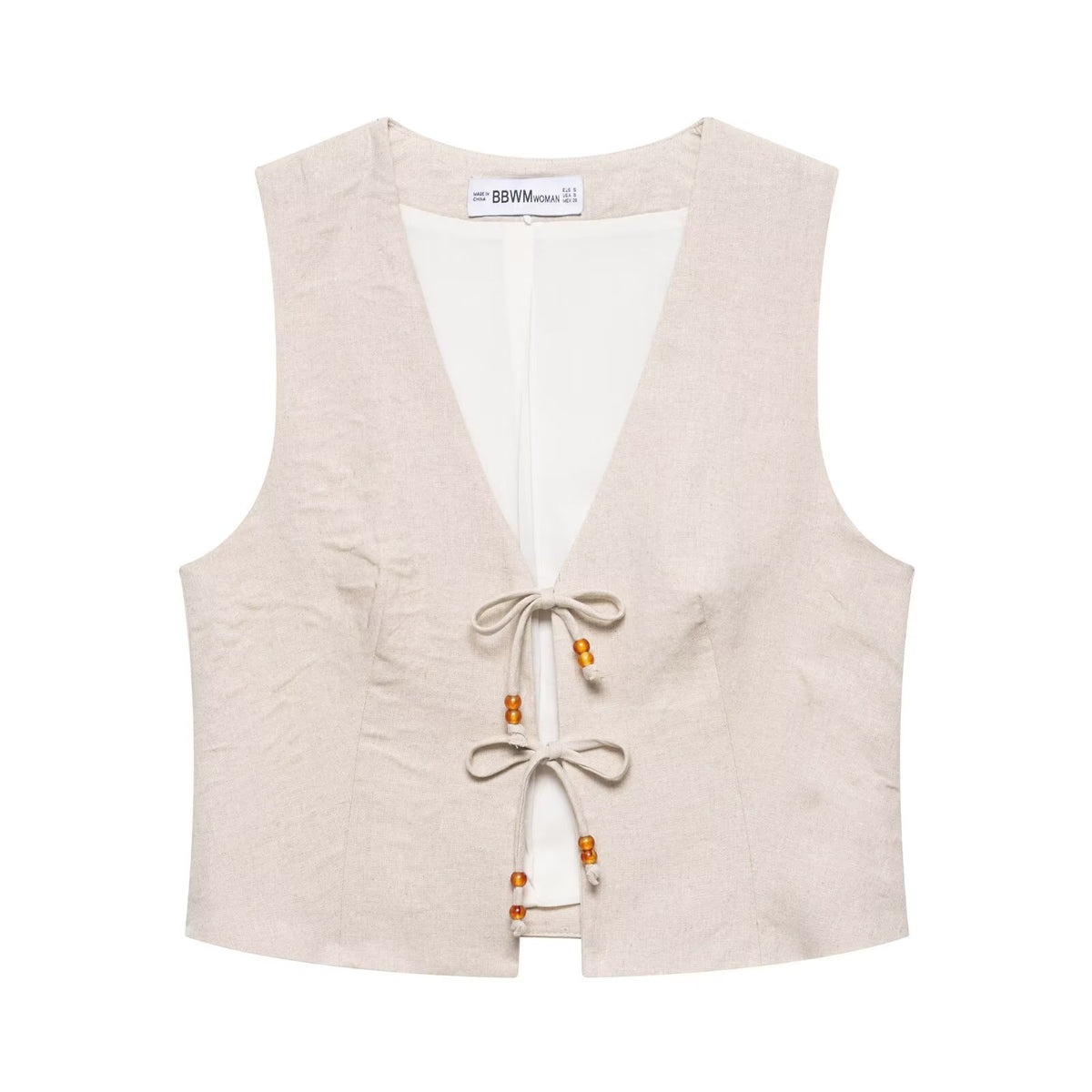 Women's Summer Casual Sleeveless Beaded Top and Shorts Two-Piece Set