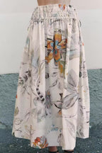 Women's Rayon Printed Elastic Waist Vacation Casual Skirt Summer Midi Dress Women