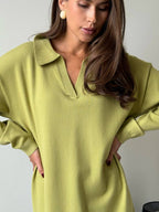 Winter Scissors Collar Soft Woolen Long Elegant Loose Maxi Dress