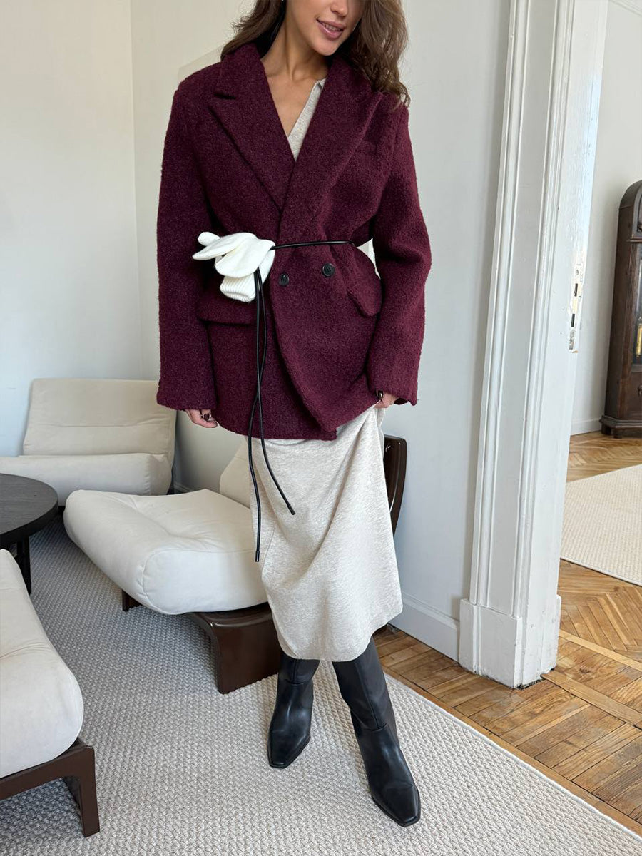 Winter Scissors Collar Soft Woolen Long Elegant Loose Maxi Dress