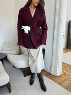 Winter Scissors Collar Soft Woolen Long Elegant Loose Maxi Dress